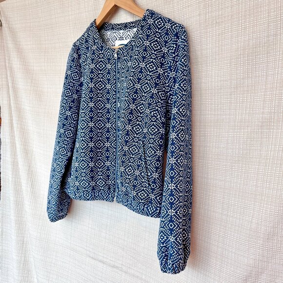 Textured Bomber Jacket Old Navy Southwest Boho Festival Collarless Jacket - Picture 6 of 15